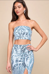 Robe de soirée à paillettes pour femme - Bleu